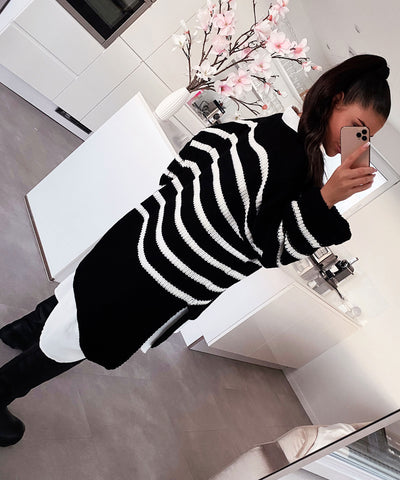Oversize Pullover Elsa Streifen Schwarz  Ladypolitan ♡   