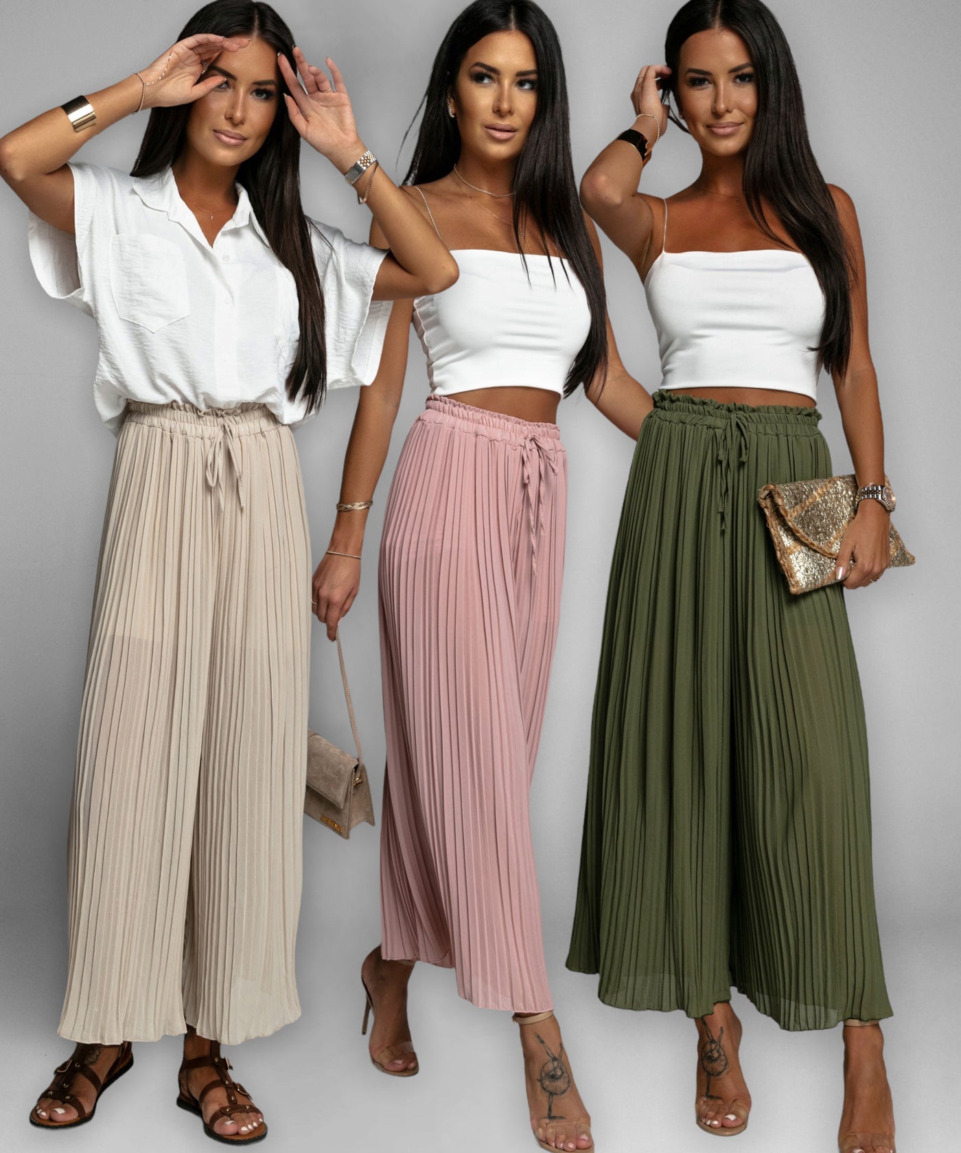 Plissee Hose Mira Beige  Ladypolitan - Fashion Onlineshop für Damen   