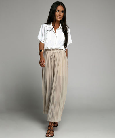 Plissee Hose Mira Beige  Ladypolitan - Fashion Onlineshop für Damen   