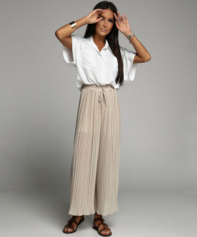 Plissee Hose Mira Beige  Ladypolitan - Fashion Onlineshop für Damen   