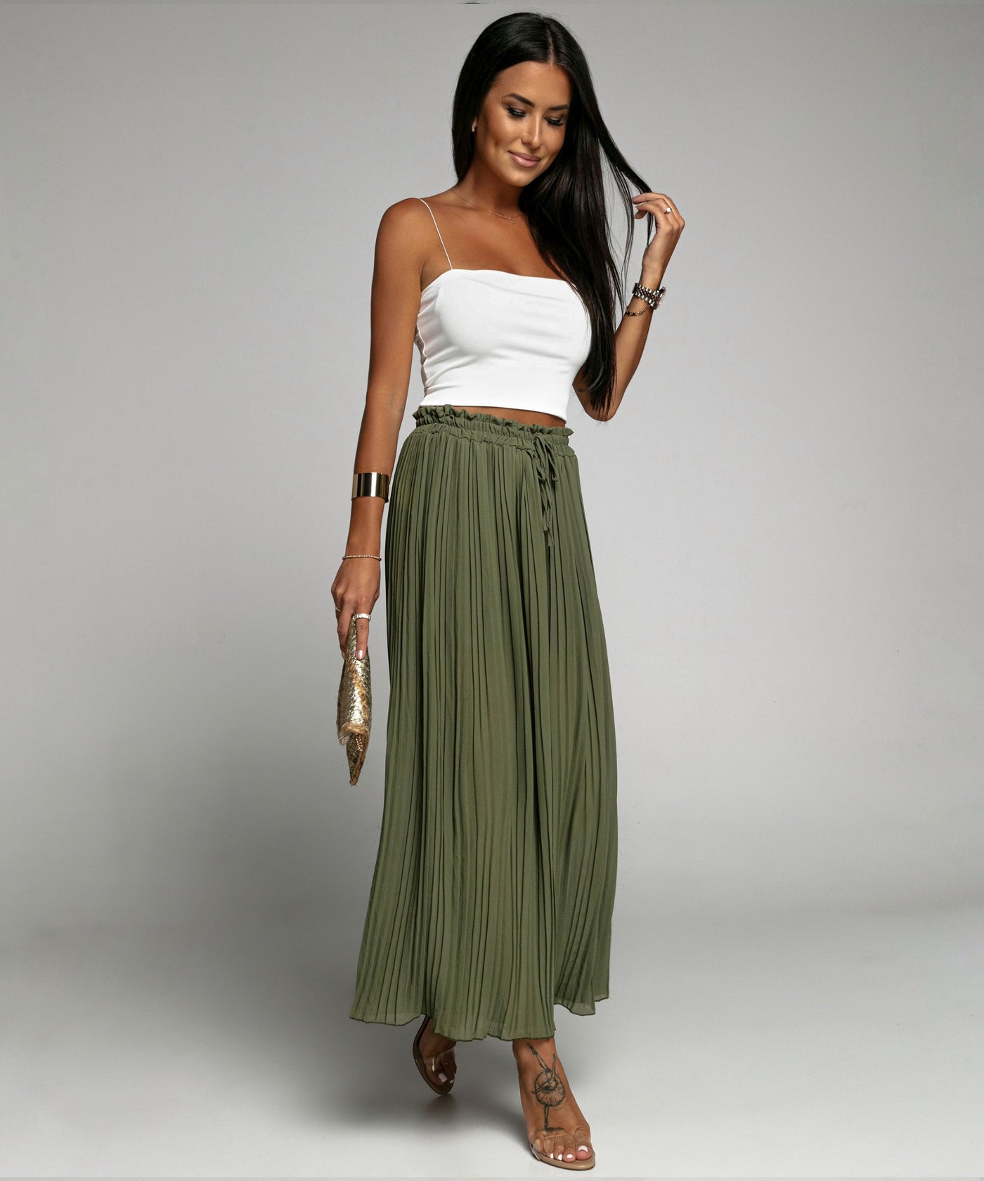 Plissee Hose Mira Khaki  Ladypolitan - Fashion Onlineshop für Damen   