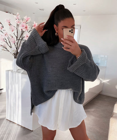 Pullover Elsa Kurz Dunkelgrau  Ladypolitan ♡   