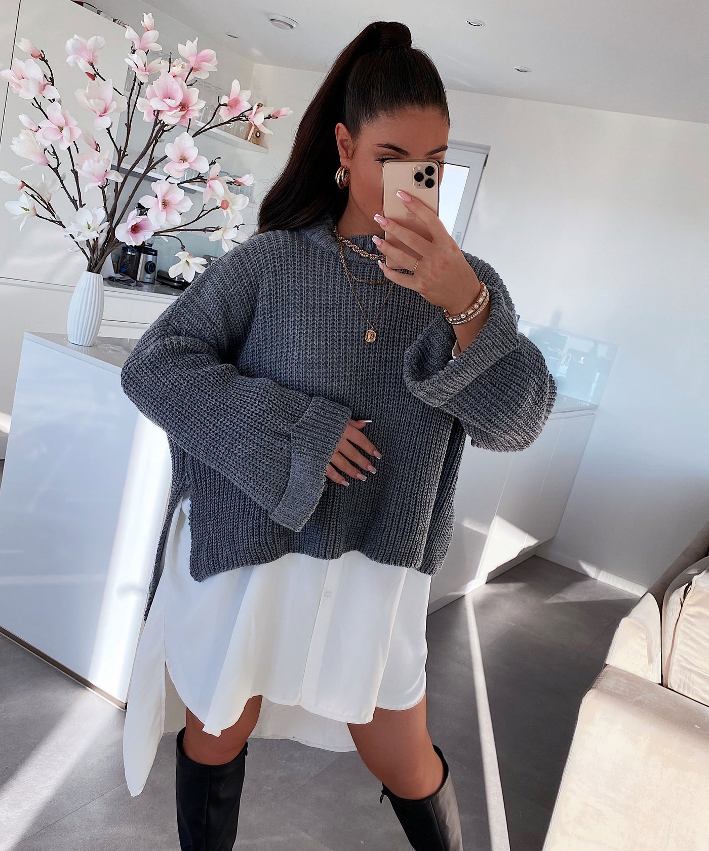 Pullover Elsa Kurz Dunkelgrau  Ladypolitan ♡   