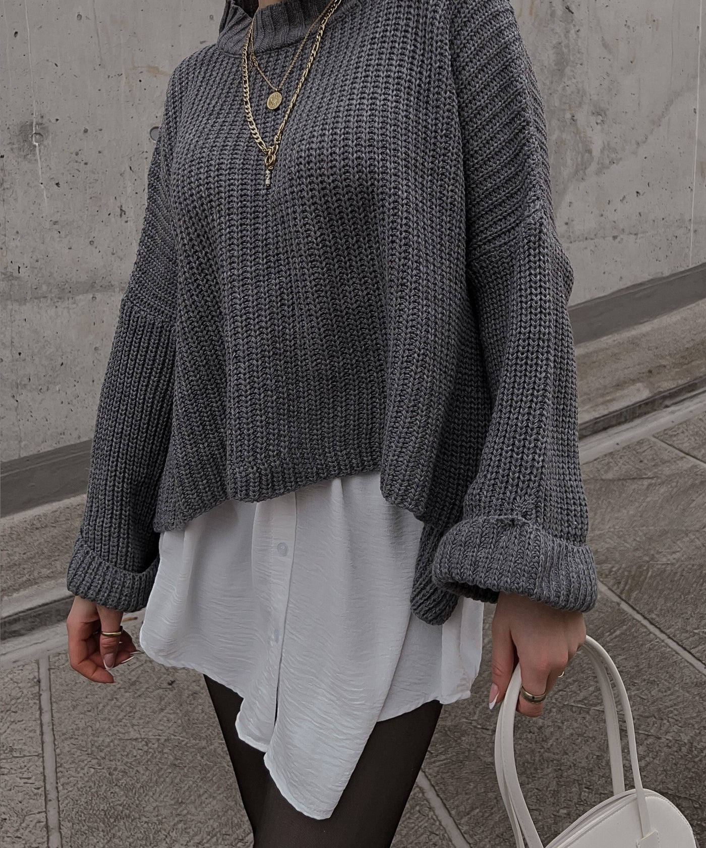 Pullover Elsa Kurz Dunkelgrau  Ladypolitan ♡   