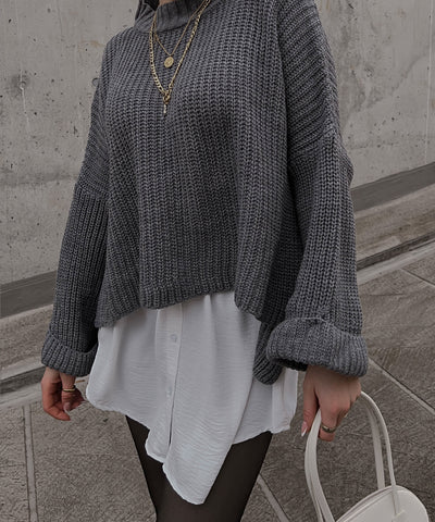 Pullover Elsa Kurz Dunkelgrau  Ladypolitan ♡   