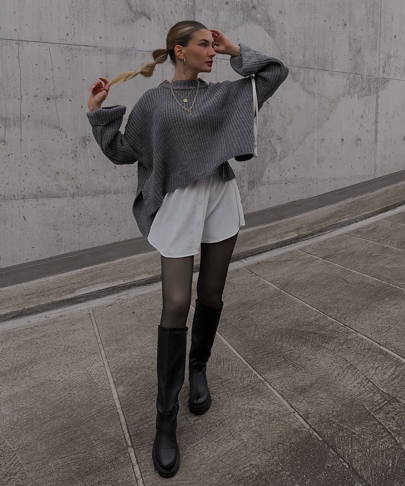 Pullover Elsa Kurz Dunkelgrau  Ladypolitan ♡   