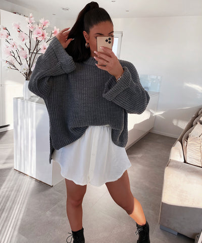 Pullover Elsa Kurz Dunkelgrau  Ladypolitan ♡   