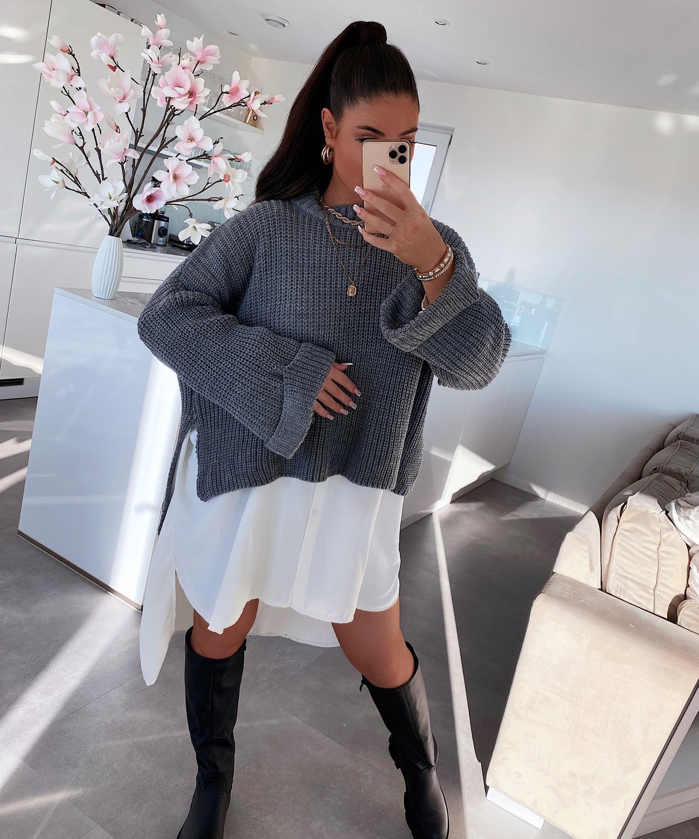 Pullover Elsa Kurz Dunkelgrau  Ladypolitan ♡   