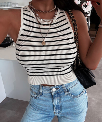 Streifen Top Lucia Beige  Ladypolitan ♡   