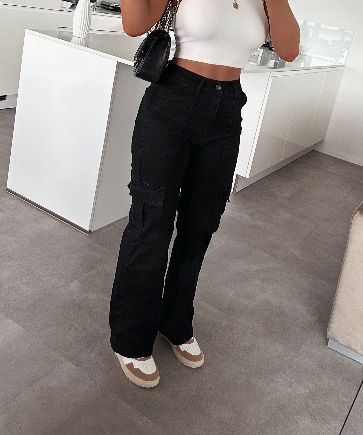Stretch Cargojeans Palmira Schwarz  Ladypolitan ♡   