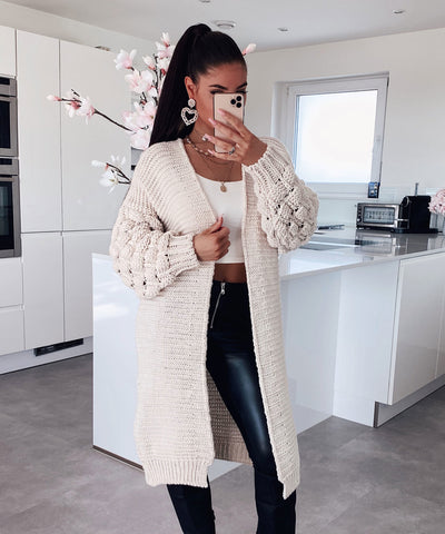 Strickjacke Cloudy Lang Beige  Ladypolitan - Fashion Onlineshop für Damen   