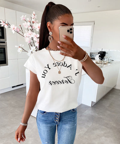 T-Shirt Forever Weiß  Ladypolitan - Fashion Onlineshop für Damen   