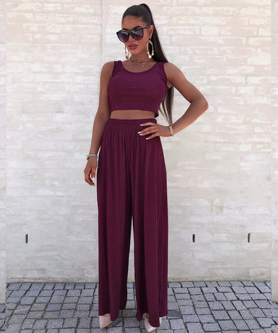 Weiches Ripp Set Ina Dunkelrot  Ladypolitan - Fashion Onlineshop für Damen   