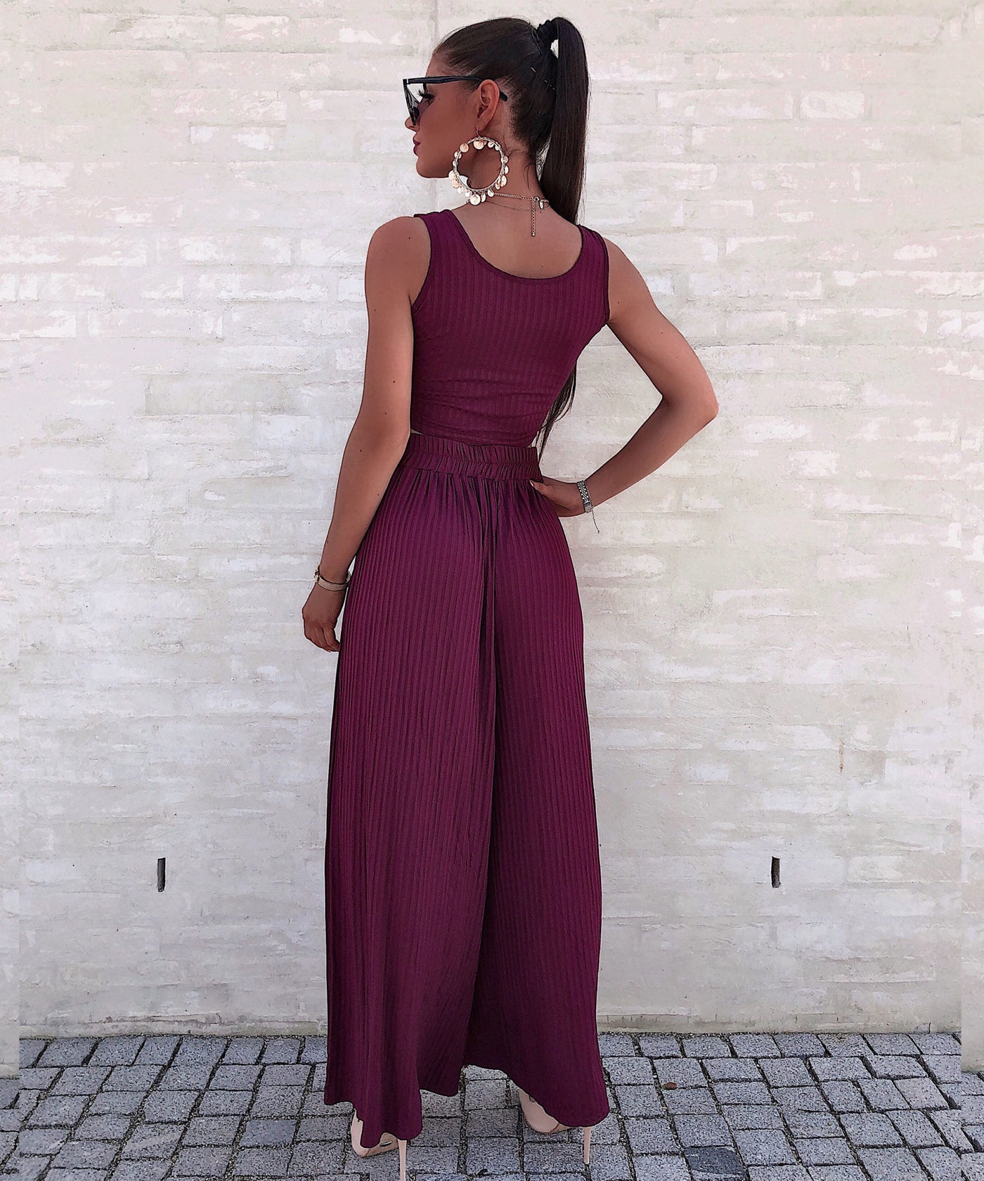 Weiches Ripp Set Ina Dunkelrot  Ladypolitan - Fashion Onlineshop für Damen   