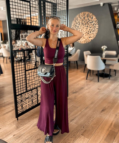 Weiches Ripp Set Ina Dunkelrot  Ladypolitan - Fashion Onlineshop für Damen   