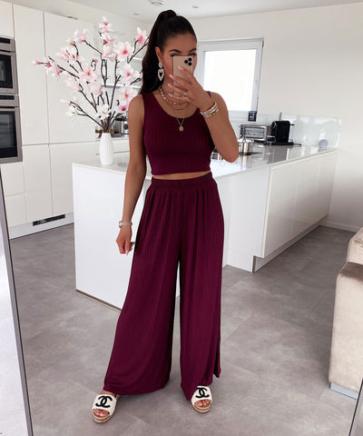 Weiches Ripp Set Ina Dunkelrot  Ladypolitan - Fashion Onlineshop für Damen Einheitsgröße  