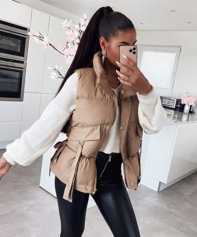 Weste Leslie Kurz Camel  Ladypolitan - Fashion Onlineshop für Damen   
