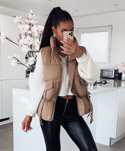 Weste Leslie Kurz Camel  Ladypolitan - Fashion Onlineshop für Damen   