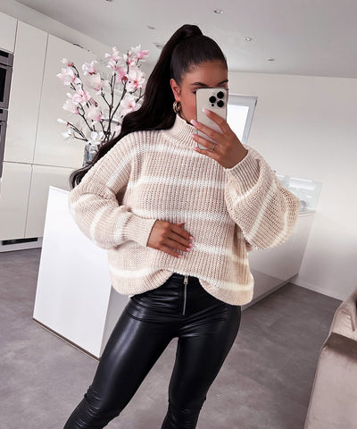 Strick Pullover Carter Weiß Beige  Ladypolitan - Fashion Onlineshop für Damen   