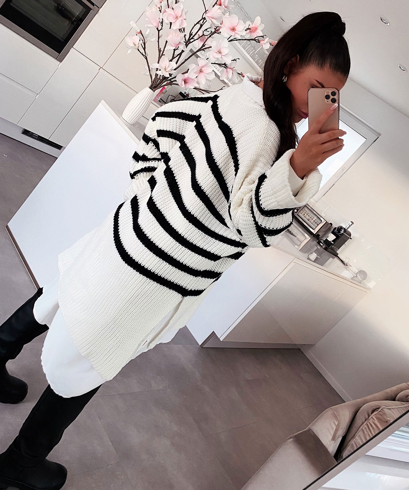 Oversize Pullover Elsa Streifen Weiß  Ladypolitan ♡   