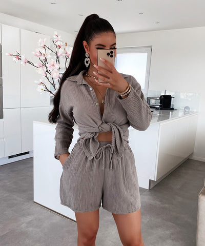 Musselin Shorts Taupe