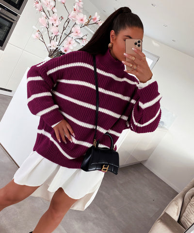 Strick Pullover Carter Bordeaux  Ladypolitan - Fashion Onlineshop für Damen   