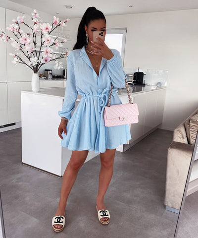 Musselin Kleid Daisy Hellblau  Ladypolitan - Fashion Onlineshop für Damen   