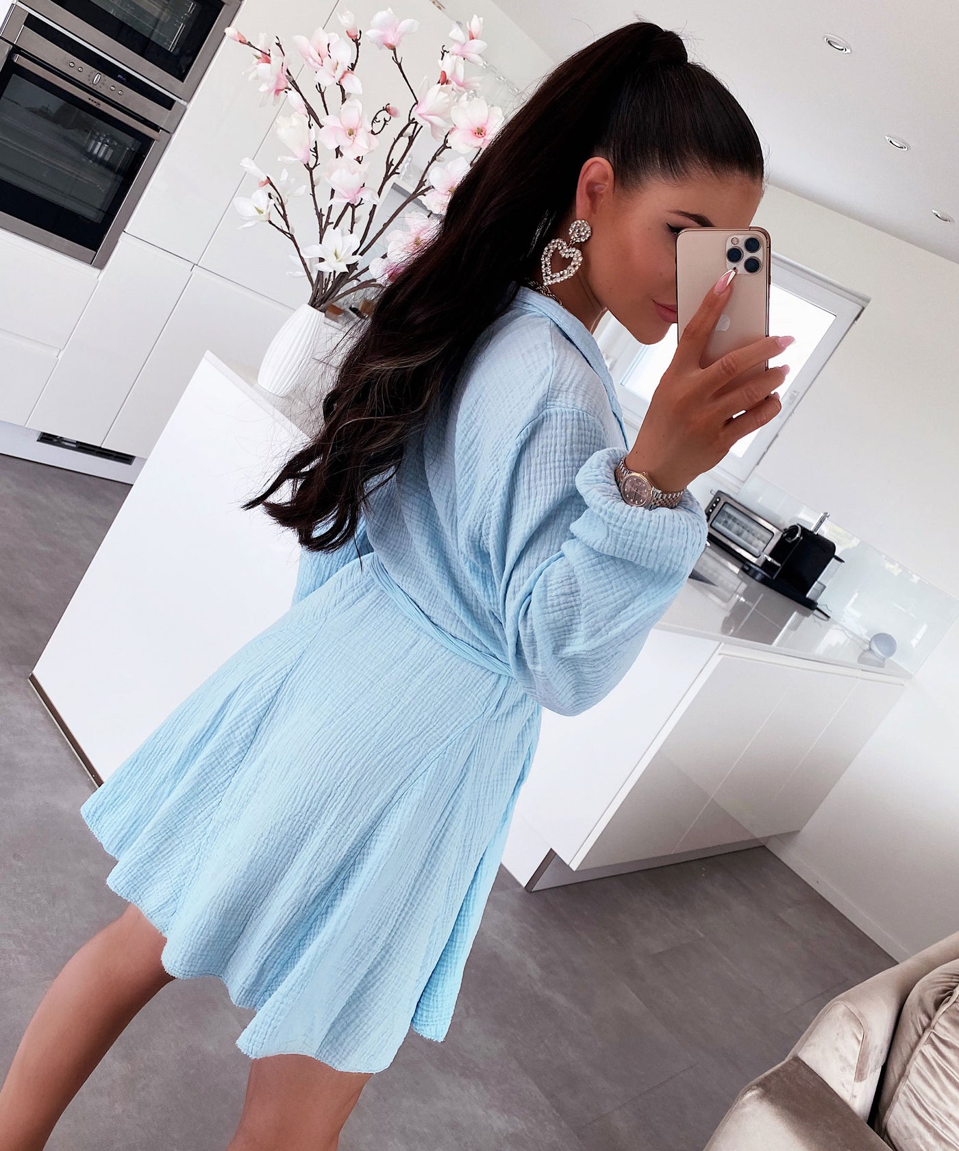 Musselin Kleid Daisy Hellblau  Ladypolitan - Fashion Onlineshop für Damen   