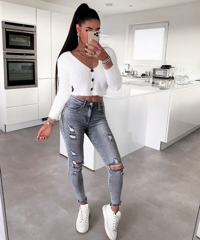 Skinny Jeans Blake Grau  Ladypolitan - Fashion Onlineshop für Damen   