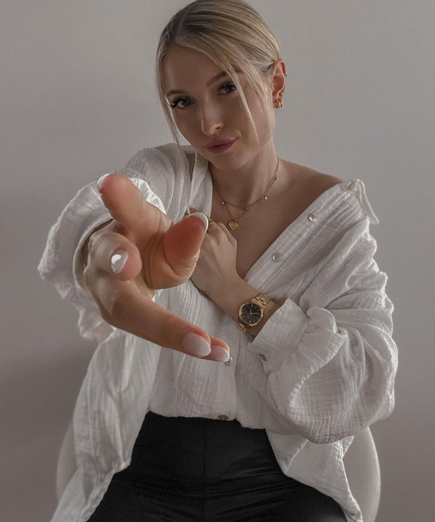 Oversize Musselin Bluse Freya Weiß Kurz  Ladypolitan - Fashion Onlineshop für Damen   