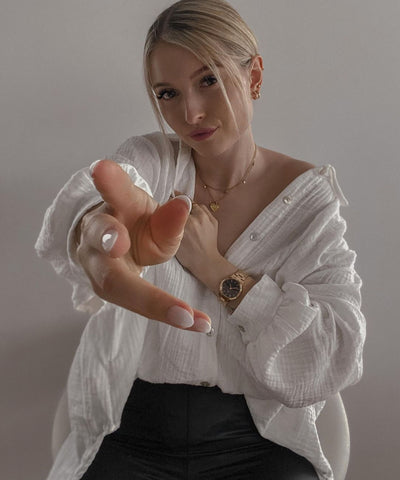 Oversize Musselin Bluse Freya Weiß Kurz  Ladypolitan - Fashion Onlineshop für Damen   
