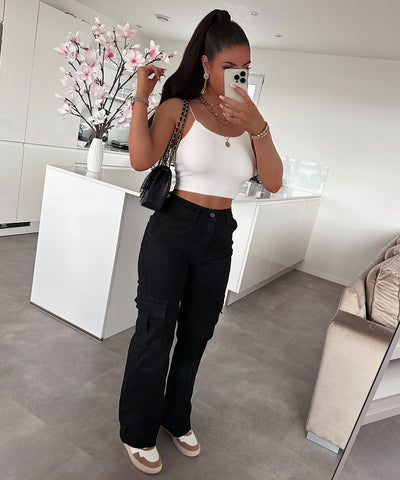 Stretch Cargojeans Palmira Schwarz  Ladypolitan ♡   